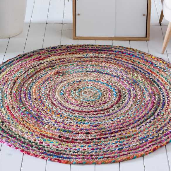 alfombra yute algodon salon redonda