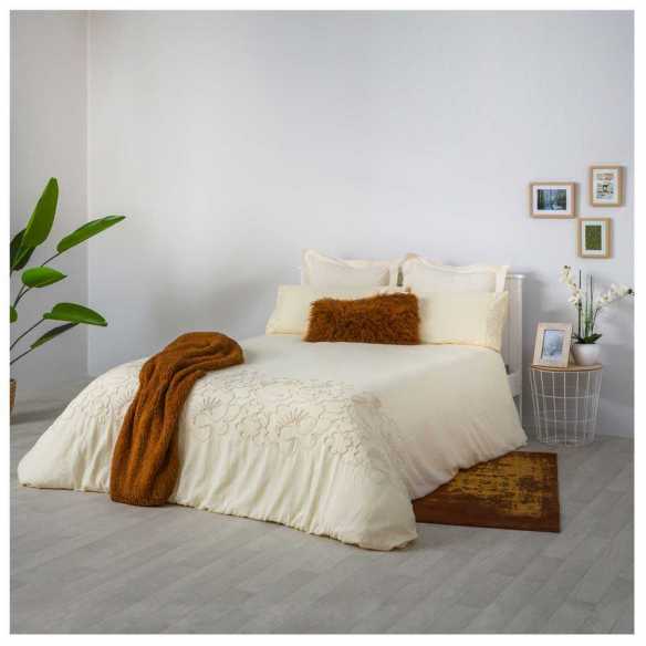 funda nordica beige bordada