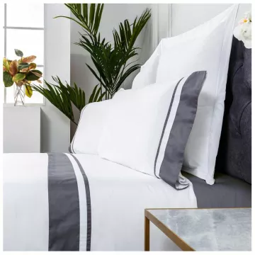 sabana saten blanco gris oscuro