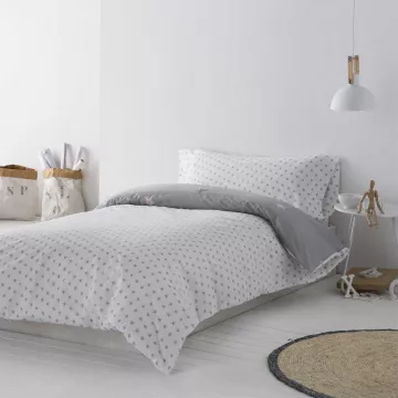 funda nordica infantil gris y rosa 2