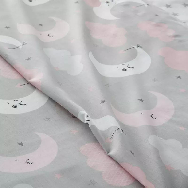 funda de edredon infantil lunitas gris y rosa