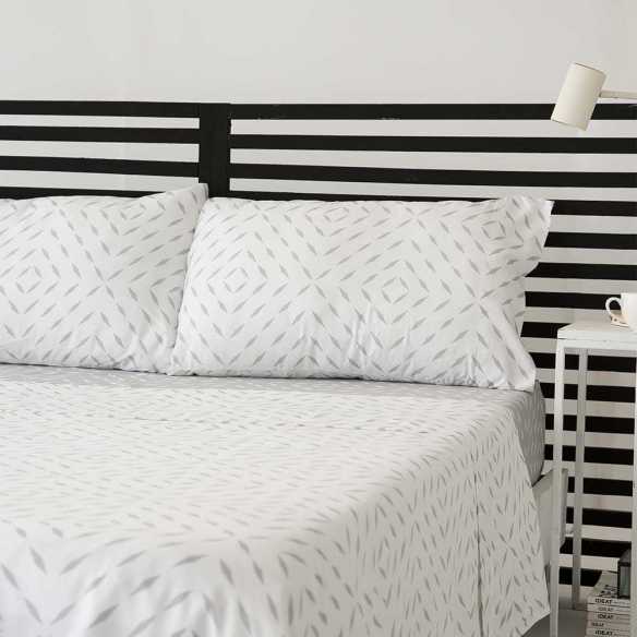 sabana bambu organico loto blanco y gris