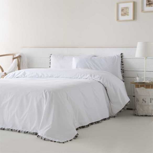 funda nórdica blanca percal algodón 200 hilos