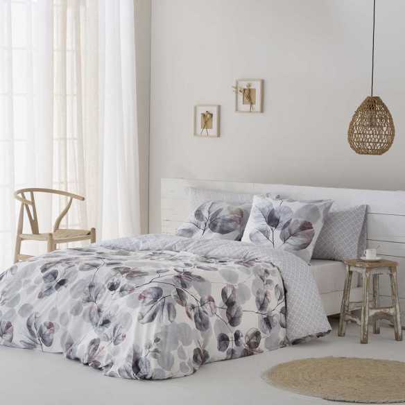 funda  nórdica percal algodón 180 hilos gris