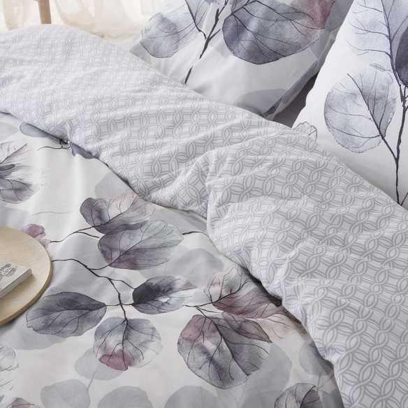 funda edredón gris percal algodón