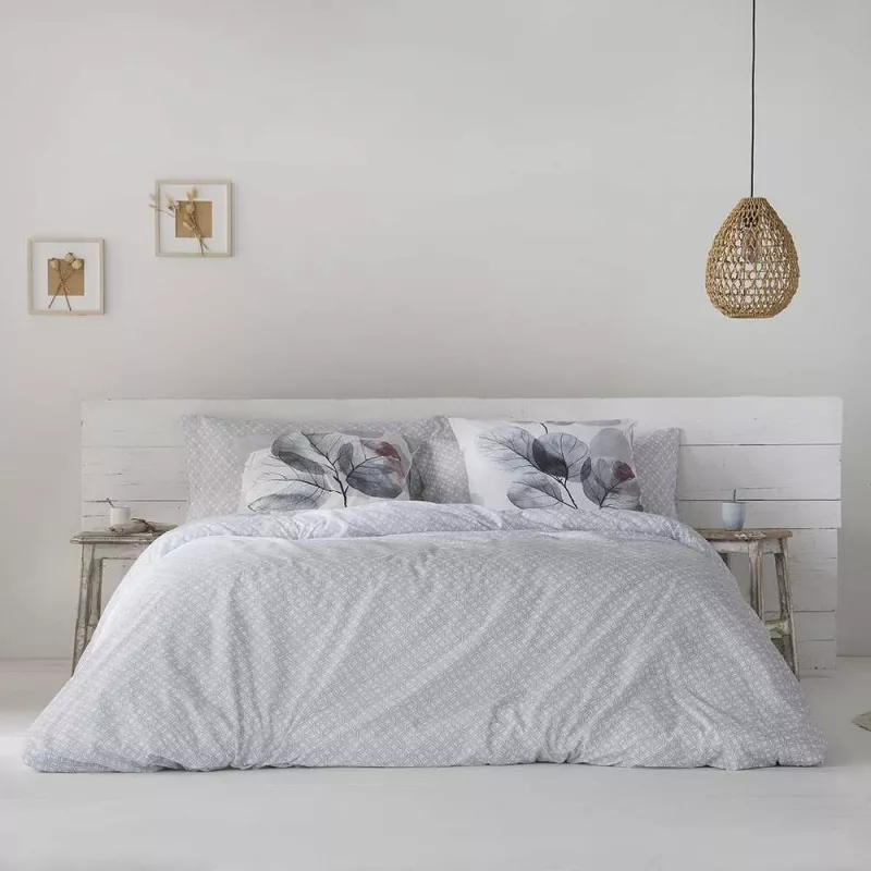 funda edredón gris reversible percal algodón