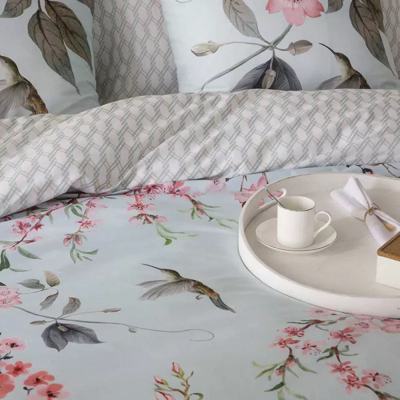 funda nórdica azul turquesa percal algodón