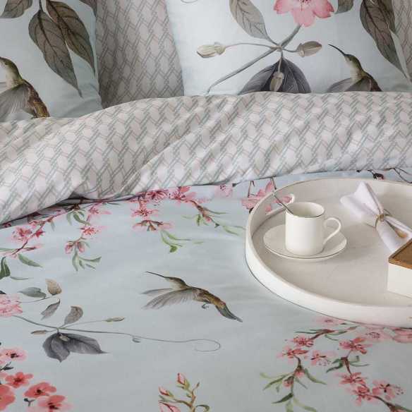 funda nórdica azul turquesa percal algodón