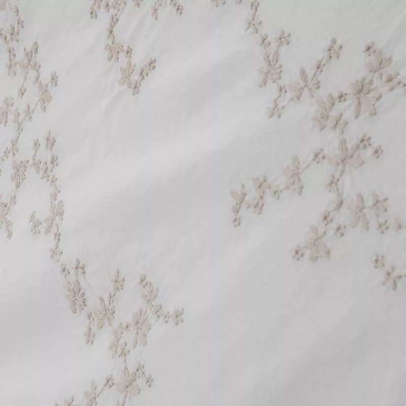 funda edredón bordada percal algodón beige