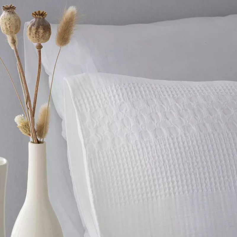 funda nórdica tejido jacquard nido de abeja beige