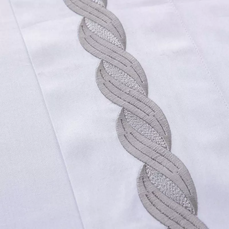 juego de sábanas 100% satén algodón egipcio bordada blanco