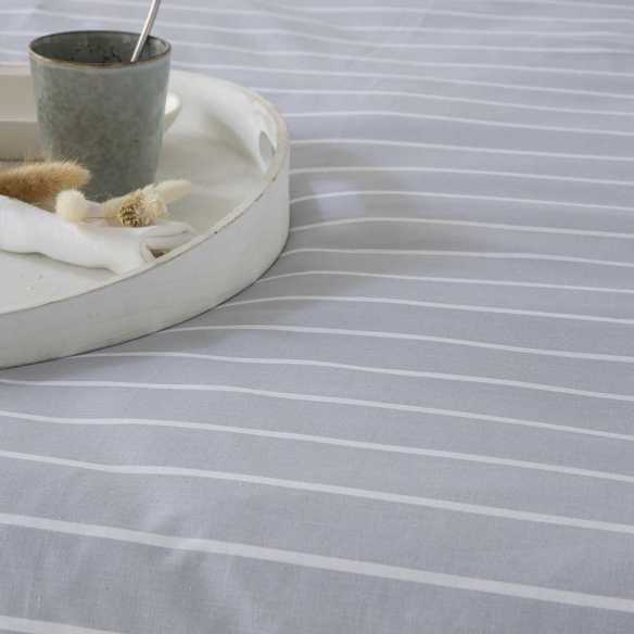 juego de cama algodón rayas azul y blanco