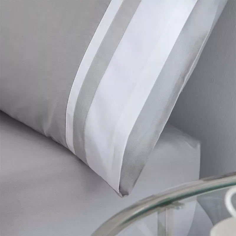 funda de almohada satén algodón egipcio gris 400 hilos