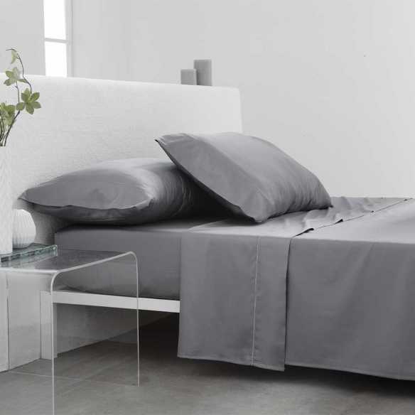 juego de sábanas satén algodón egipcio 300 hilos gris