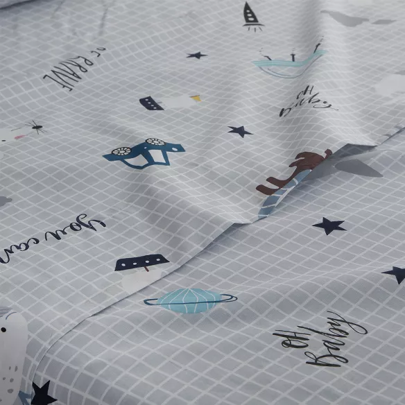 juego de sábanas infantil juvenil percal algodón 180 hilos gris