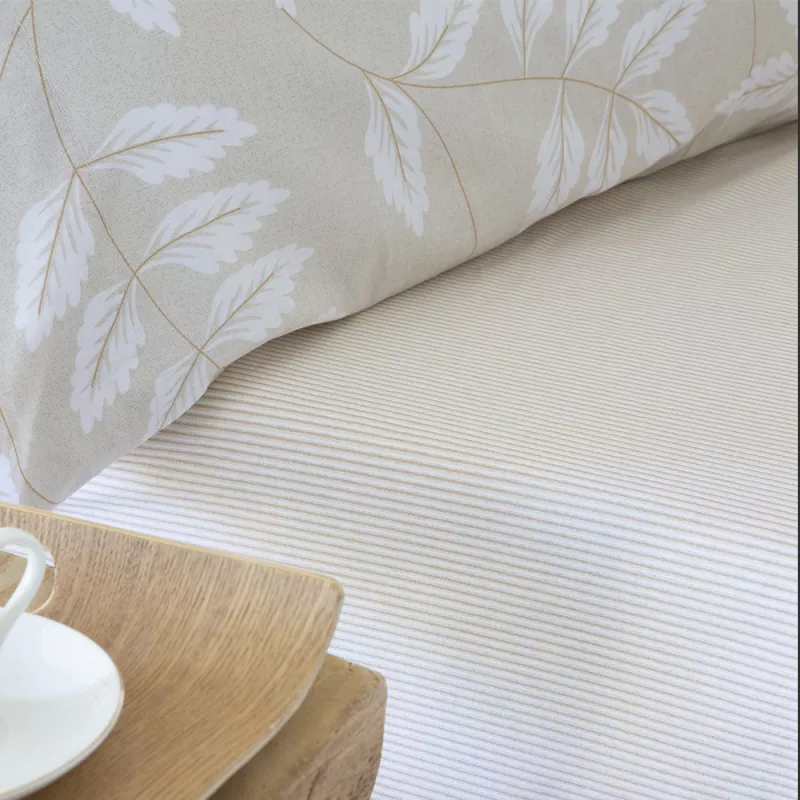 detalle almohada funda nórdica algodón orgánico beige reversible