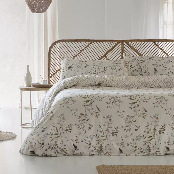 funda edredón nórdico beige satén algodón egipcio 200 hilos reversible