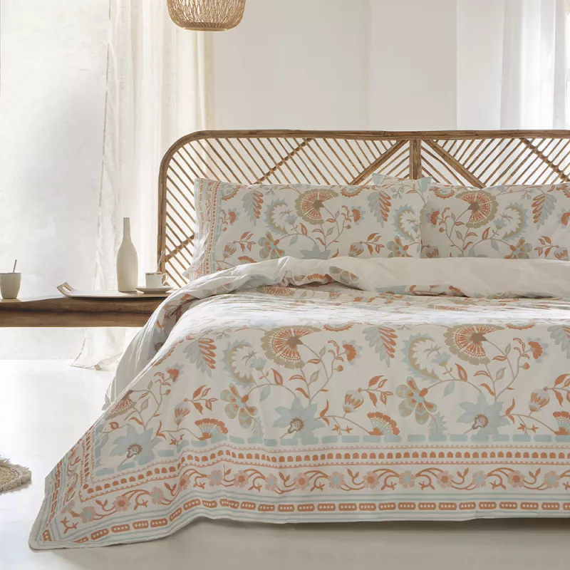 funda edredón nórdico algodón beige multicolor