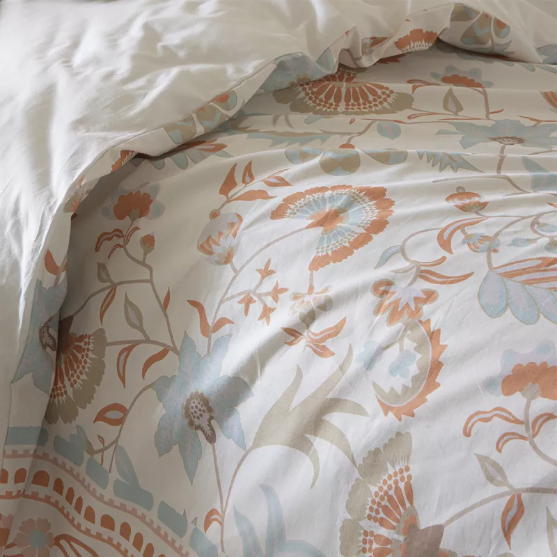 juego de funda nórdica algodón beige multicolor cierre con botones