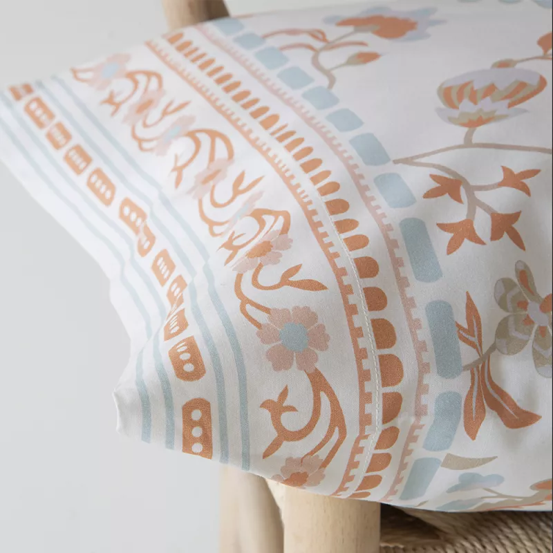 juego de funda edredón nórdico algodón beige multicolor cierre con botones