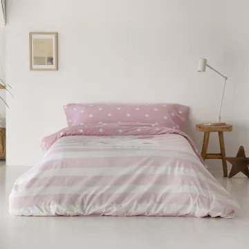 funda nórdica infantil algodón poliéster rosa reversible 2