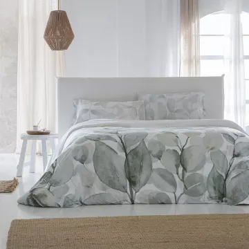 funda nórdica algodón verde y blanco 2