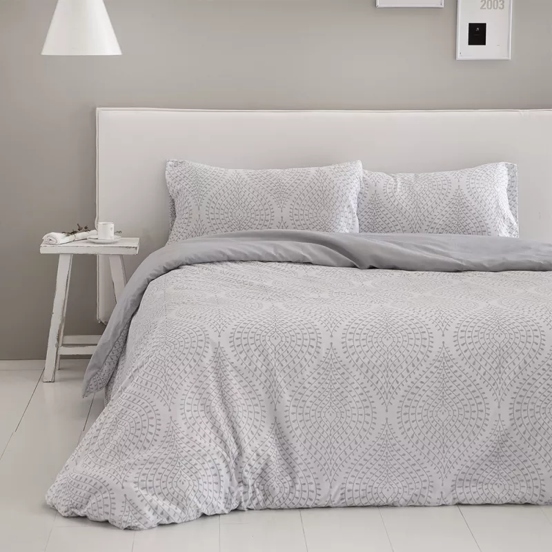 funda edredón nórdico gris algodón poliéster