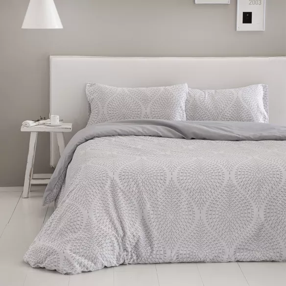 funda edredón nórdico gris algodón poliéster