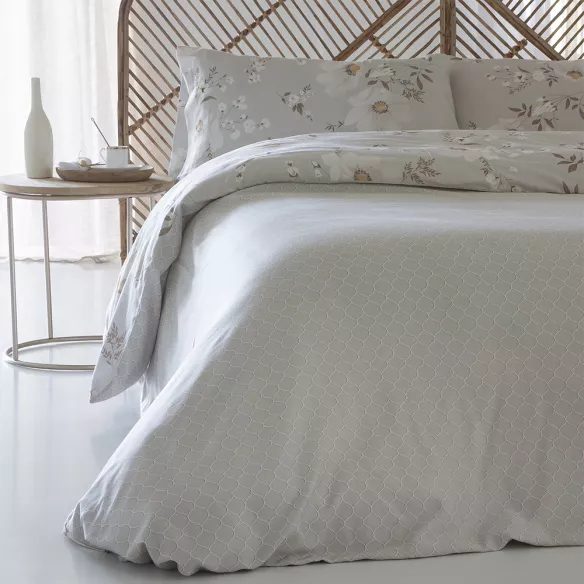 Funda edredón nórdico algodón egipcio multicolor flores cierre con botones reversible