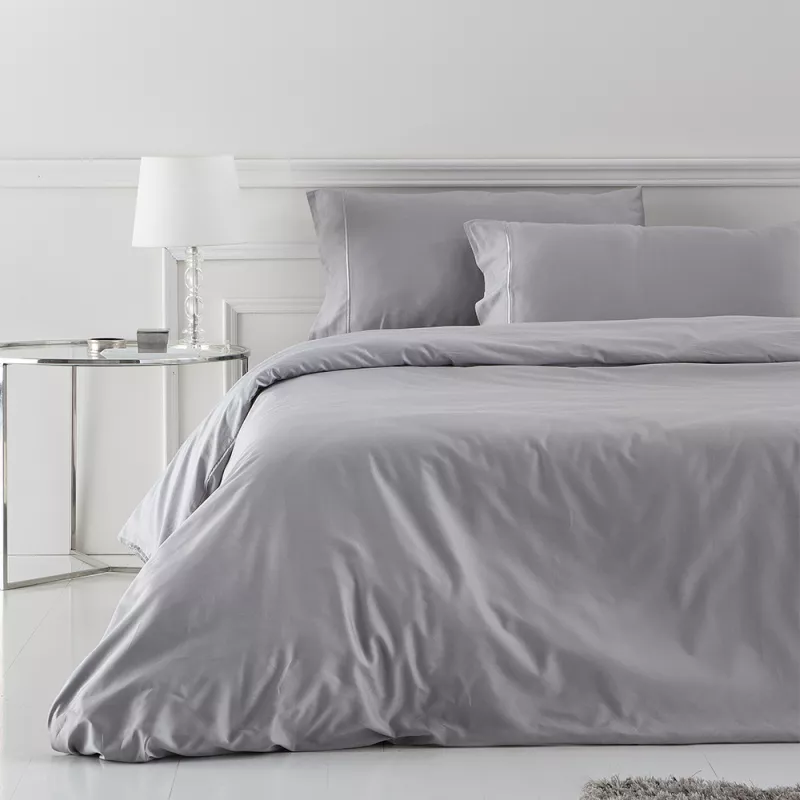 funda edredón nórdico satén algodón 400 hilos gris calidad hotel cinco estrellas