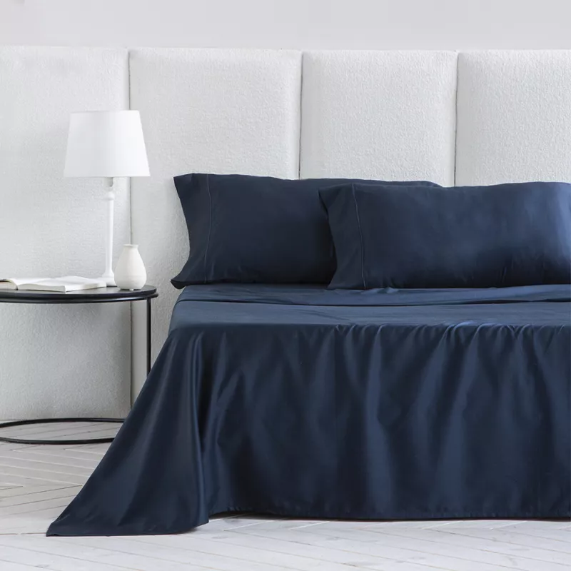juego cama 150 satén algodón azul