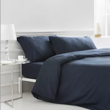 funda nórdica satén 400 hilos azul cierre con botones