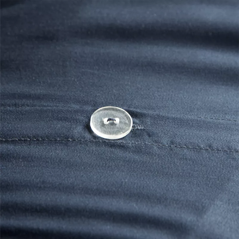 funda nórdica satén 400 hilos azul marino liso cierre con botones