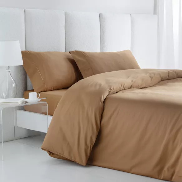 funda nórdica satén 300 hilos terracota cierre con botones