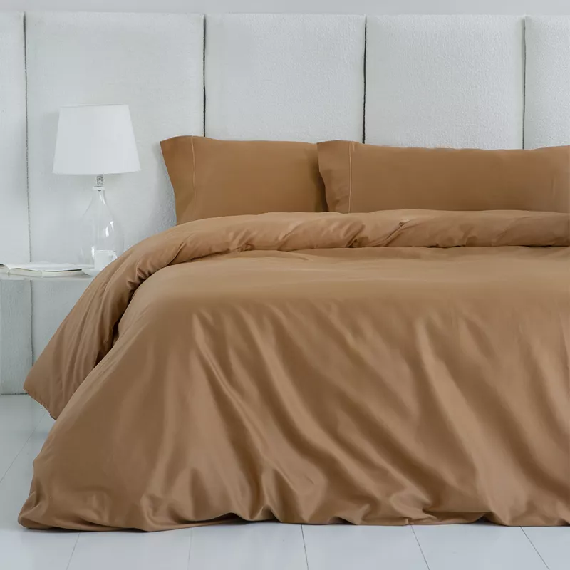 funda edredón nórdico satén 300 hilos terracota cierre con botones