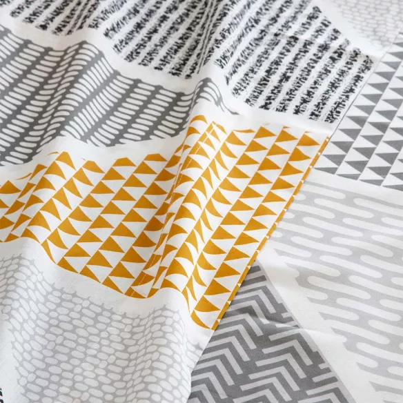 juego de cama gris y mostaza poliéster algodón