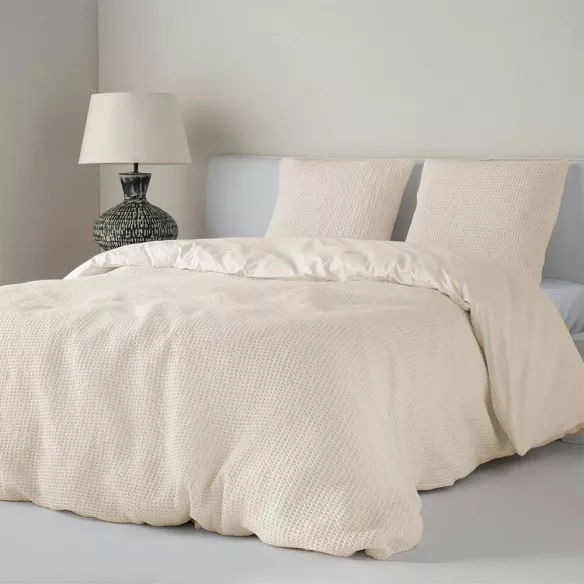 funda nórdica nido abeja waffle beige