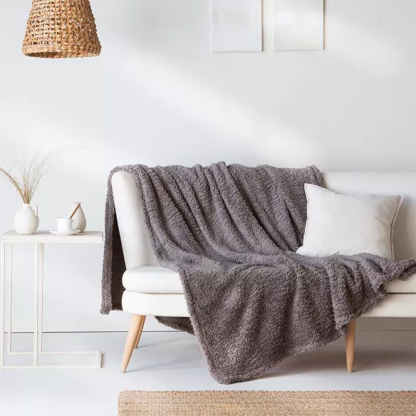 manta plaid gris para cama sofá multiusos