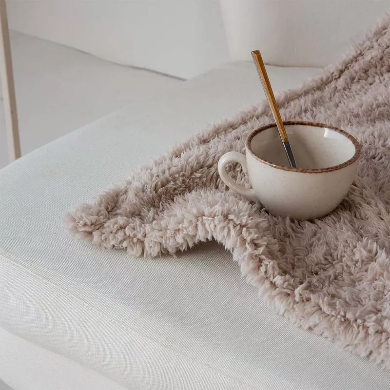 plaid de sofá cama viaje muy agradable cálido beige