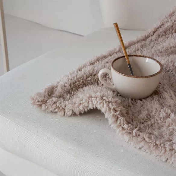 plaid de sofá cama viaje muy agradable cálido beige