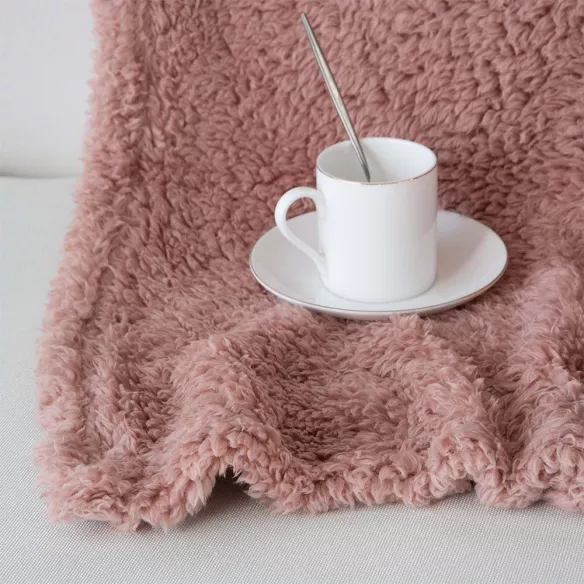 plaid decorativo cálido y suave color nude para viaje cama sofá