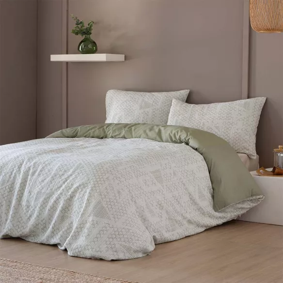 funda nórdica algodón verde tejido jacquard