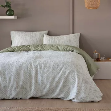 funda nórdica algodón verde tejido jacquard 2