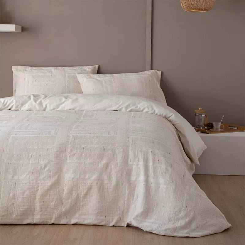 funda edredón nórdico beige jacquard muy suave
