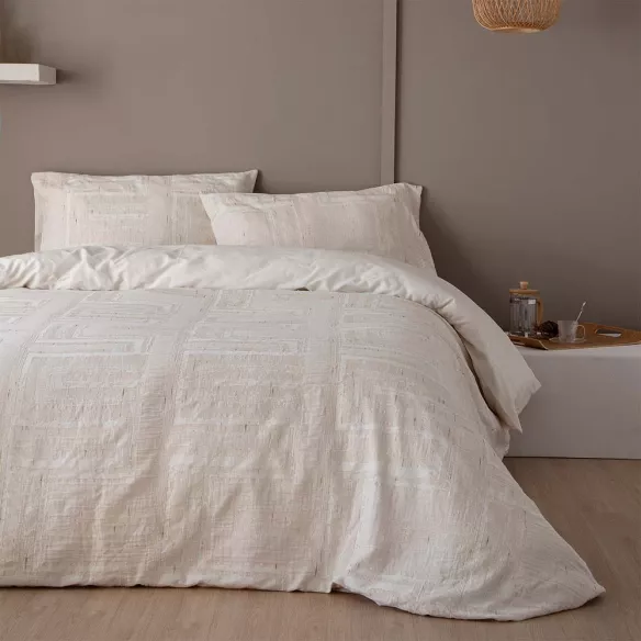 funda edredón nórdico beige jacquard muy suave