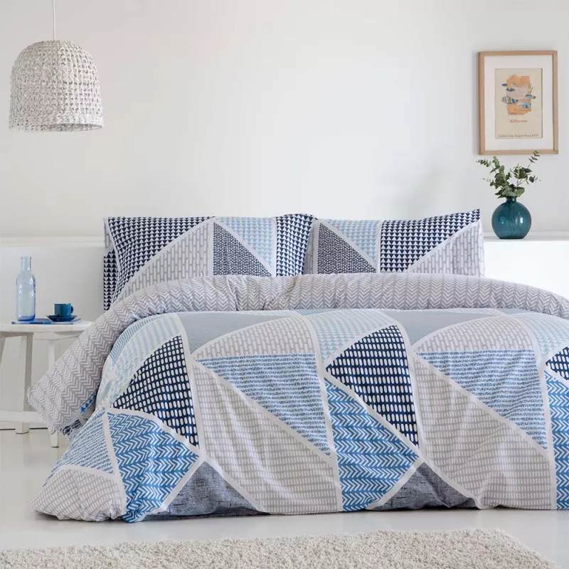 funda edredón azul algodón poliéster