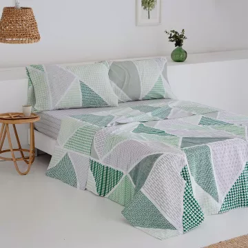 juego de sábanas verde algodón poliéster