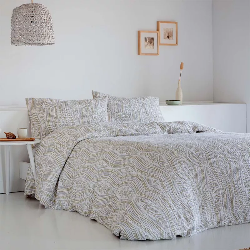 funda edredón nórdico waffle nido de abeja verde