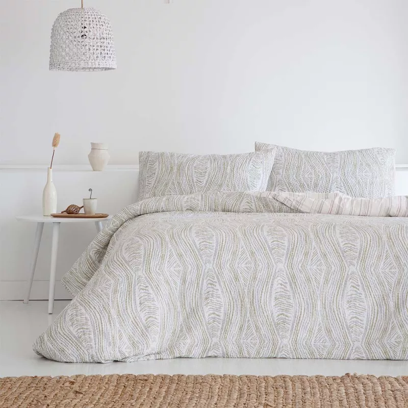 funda relleno nórdico jacquard waffle nido de abeja todos los tamaños verde