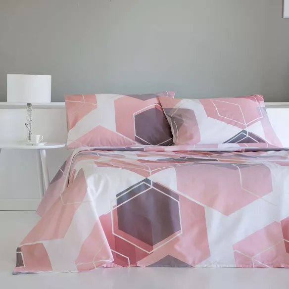 juego de cama algodón poliéster rosa nude extra suave y cálida